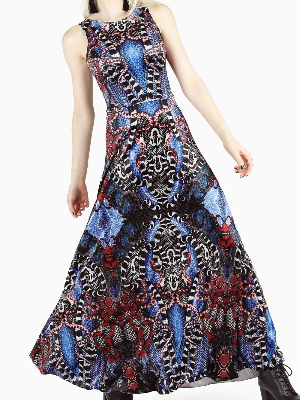 Blackmilk Velvet Snakaleidoscope Snake Print Gothic Princess Maxi Dress XL